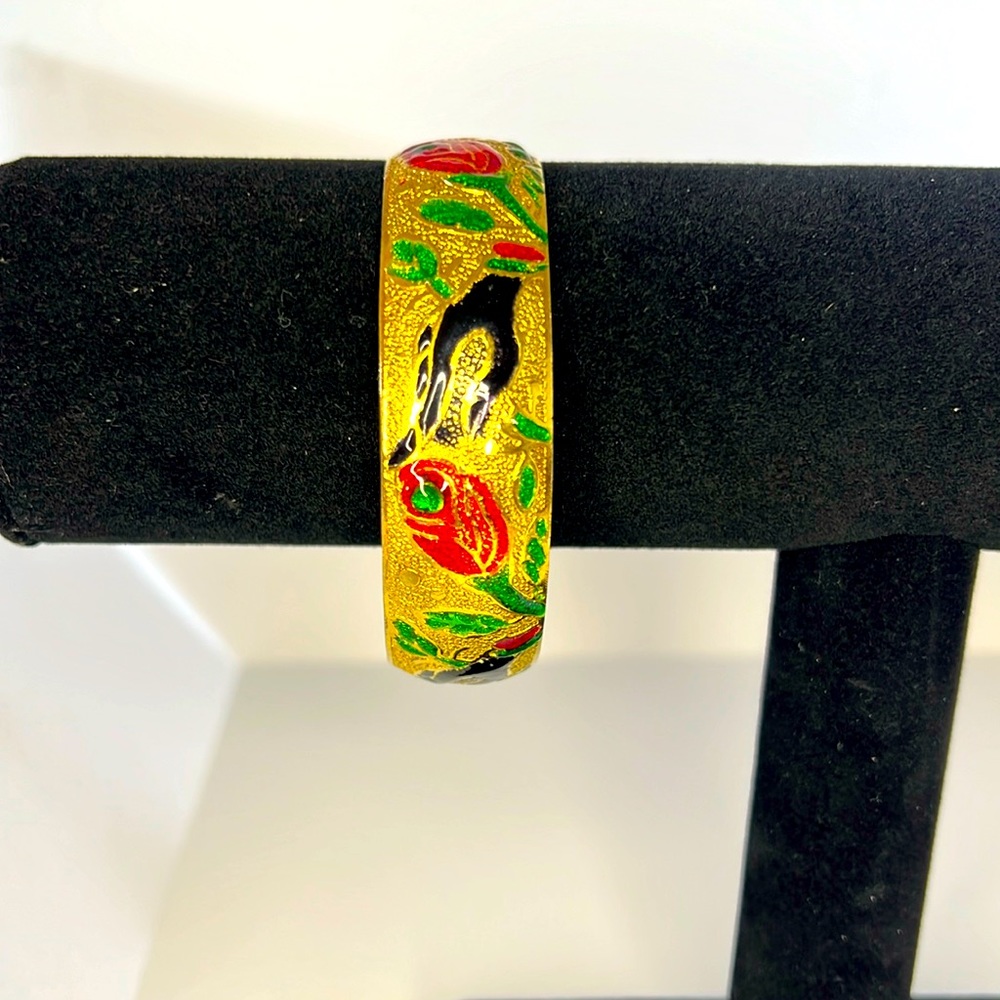 Meenakari Brass Bangle Bracelet with etched flowers and leaves des…